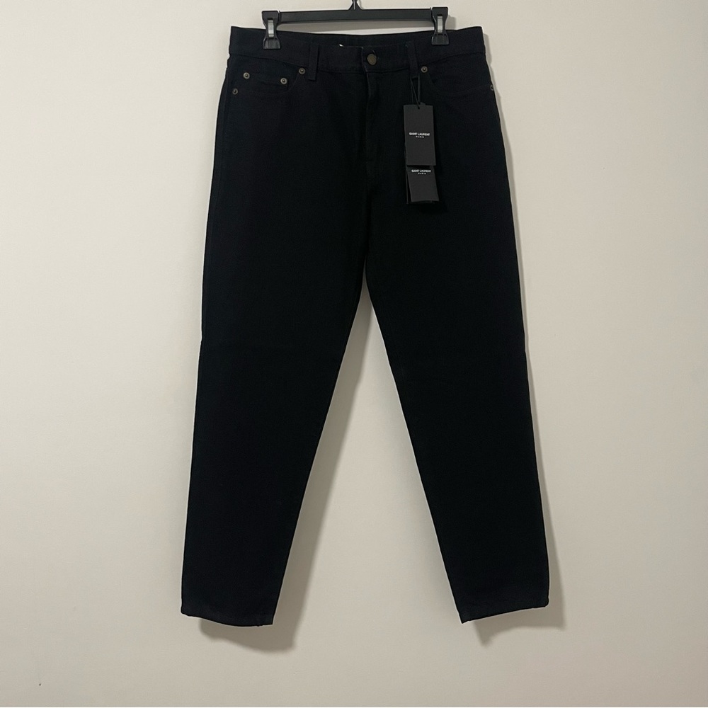 Saint Laurent 23FW Men's Cropped Black Jeans